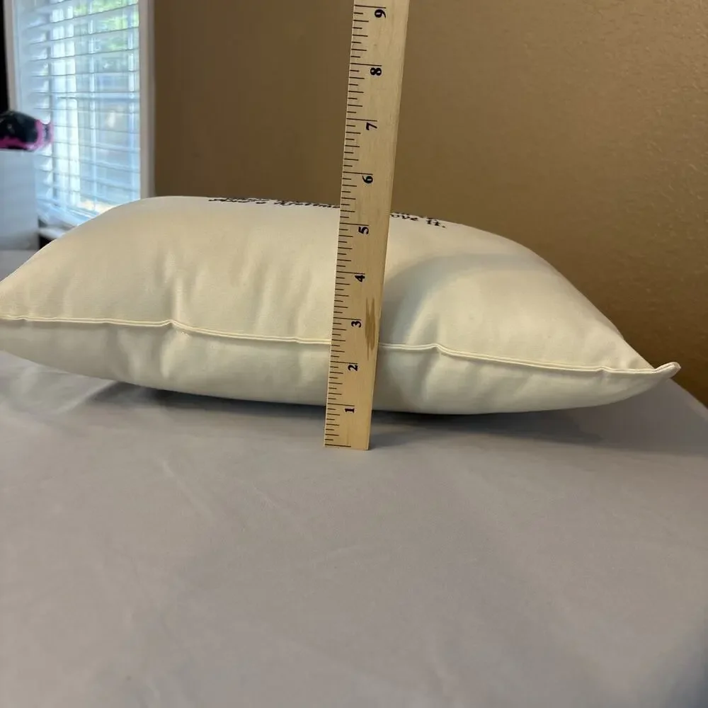 Wedding Anniversary Pillow Embroidered Sentiment Decor, Ivory White Linen 12 8